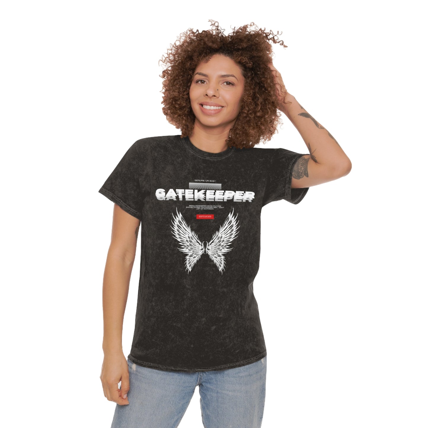 Unisex Mineral Wash T-Shirt with Wings Design | Trendy Streetwear Tee, Perfect for Gift Giving, Casual Wear, Music Festivals, Unique