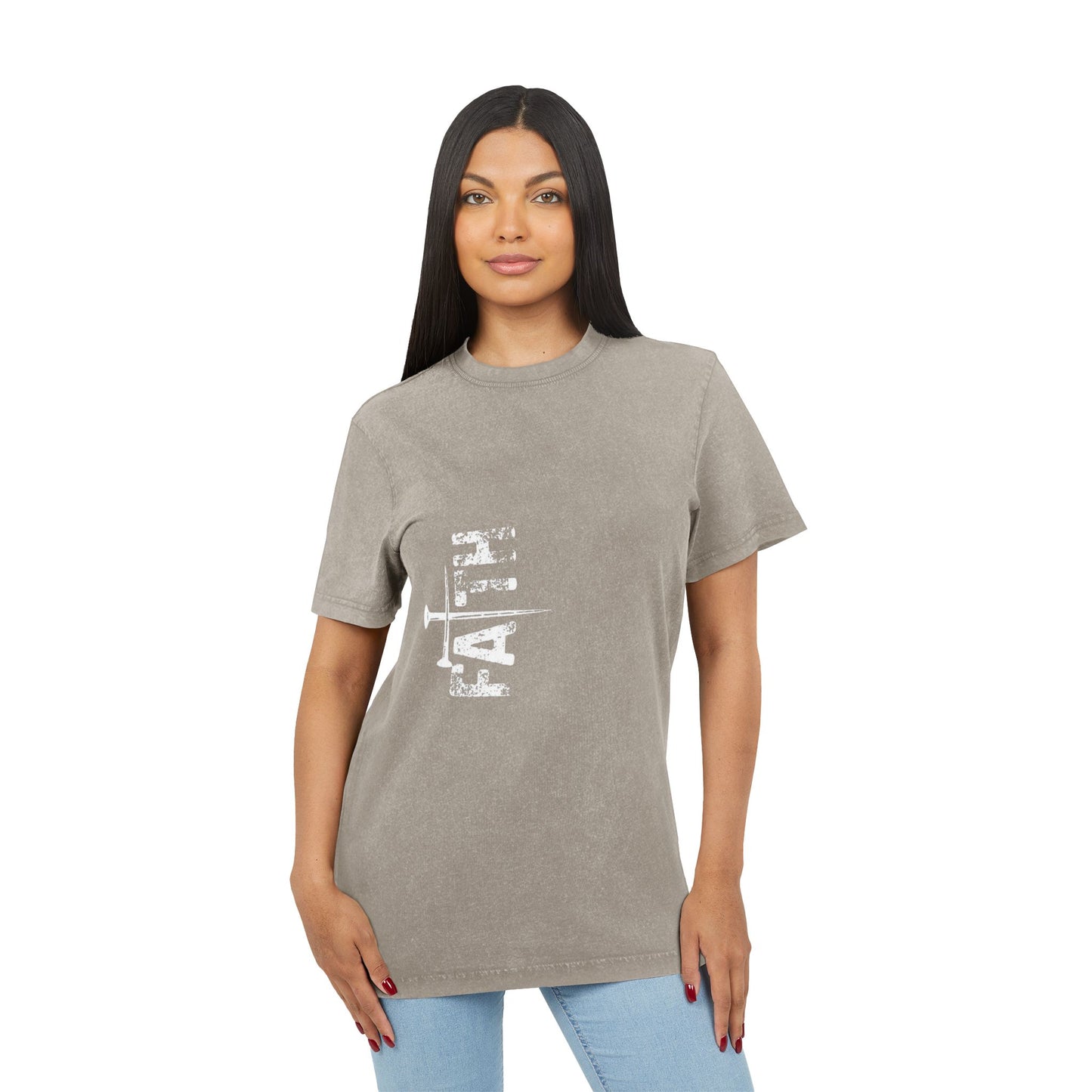 Acid Washed Faith Tee, Inspirational T-Shirt, Faith-Based Apparel, Casual Wear, Gift for Friends, Faith Theme