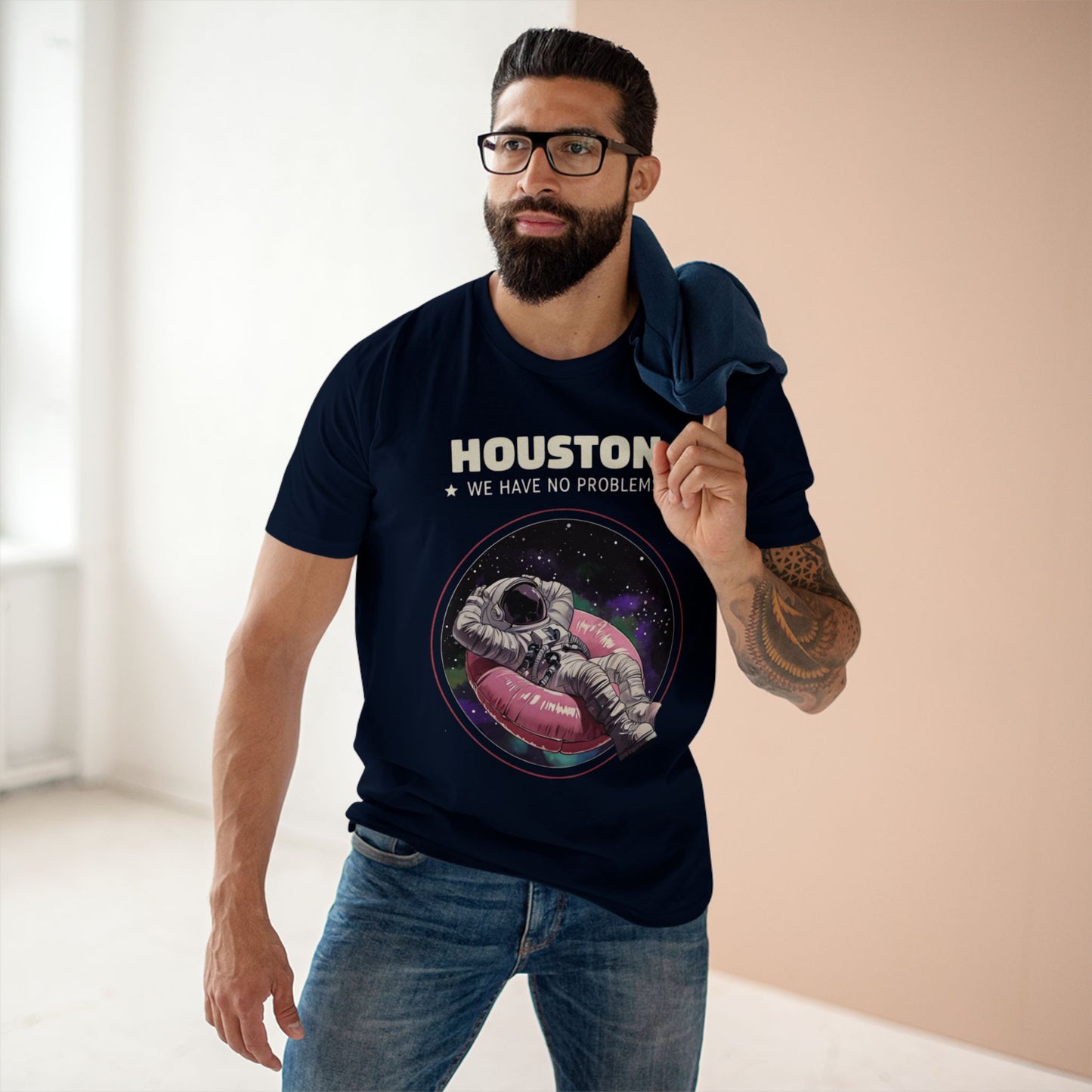 Houston We Have No Problems Tee, Funny Astronaut Shirt, Space Lover Gift, Graphic T-Shirt for Men and Women, Unique Space Themed Apparel