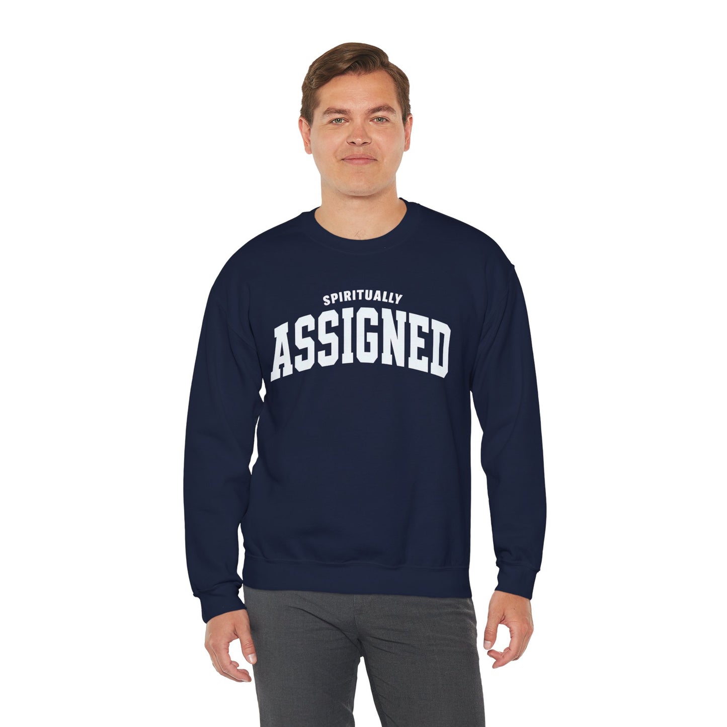 Spiritually Assigned Sweatshirt, Cozy Crewneck, Unisex Gift, Fall Fashion, Inspirational Wear, Perfect for Relaxing, Casual Style