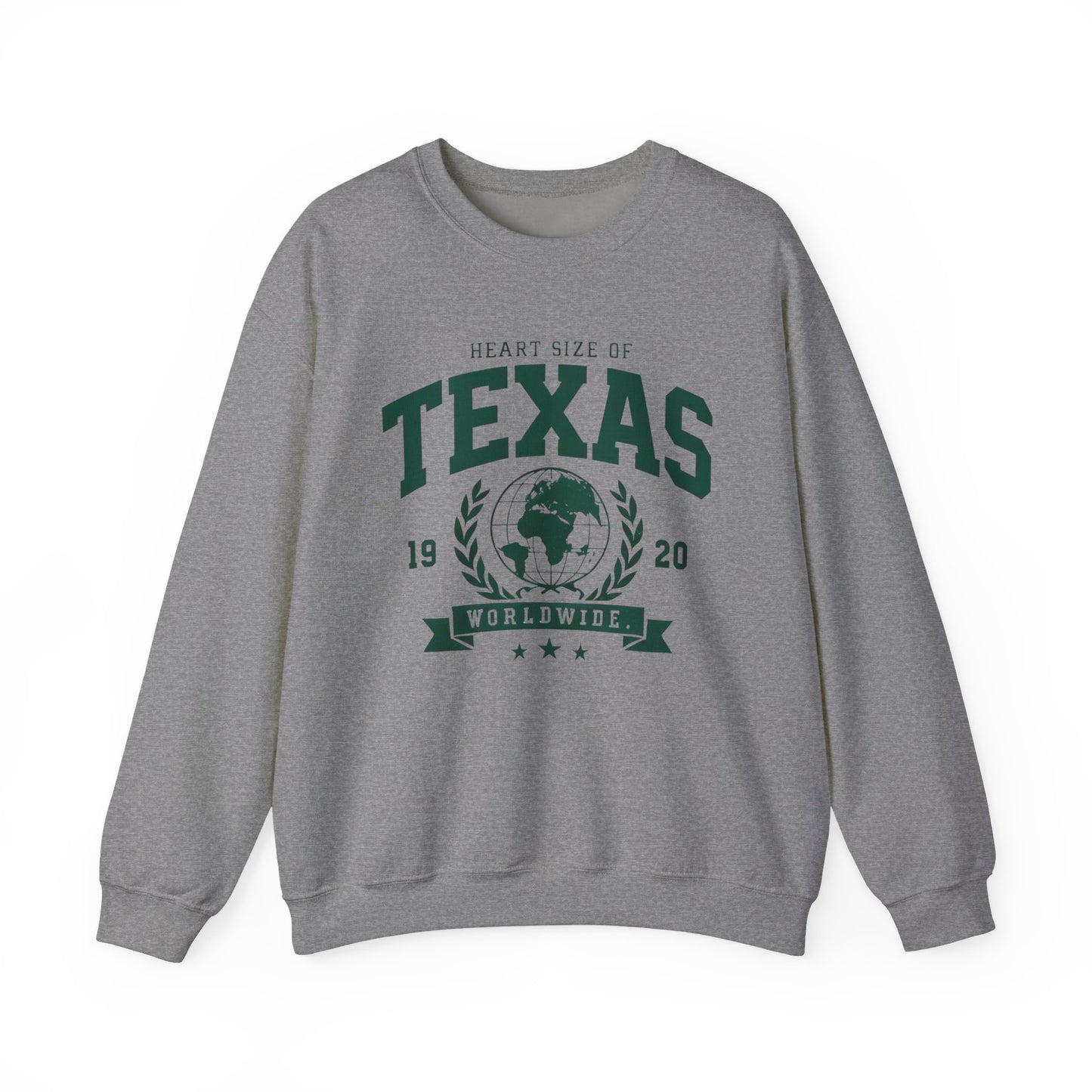 Texas Heart Size Crewneck Sweatshirt - Cozy Gift for Texans, Unisex Sweatshirt, Perfect for Casual Wear, Texas Pride Apparel