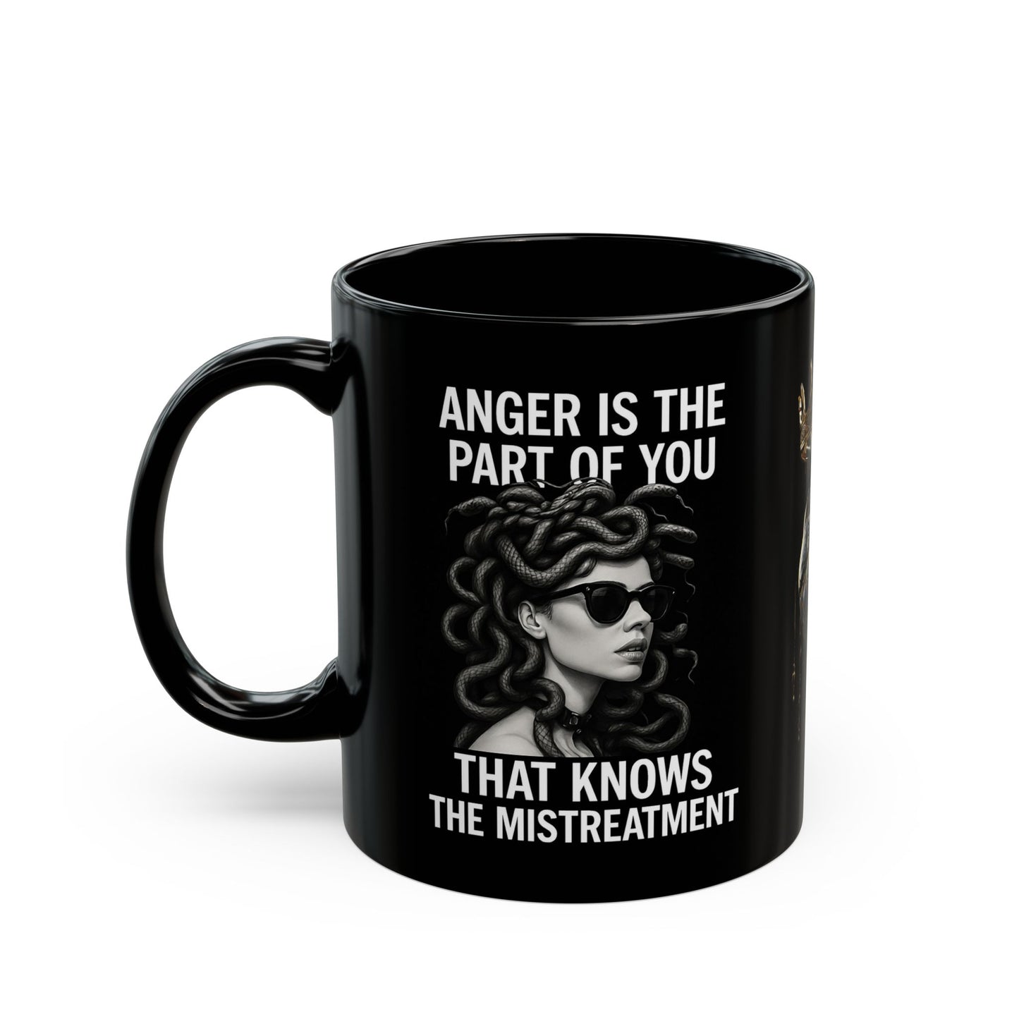 Empowering Black Mug - Medusa Design for Sip & Inspire, Gift for Strong Women, Anger Awareness, Motivational Coffee Cup