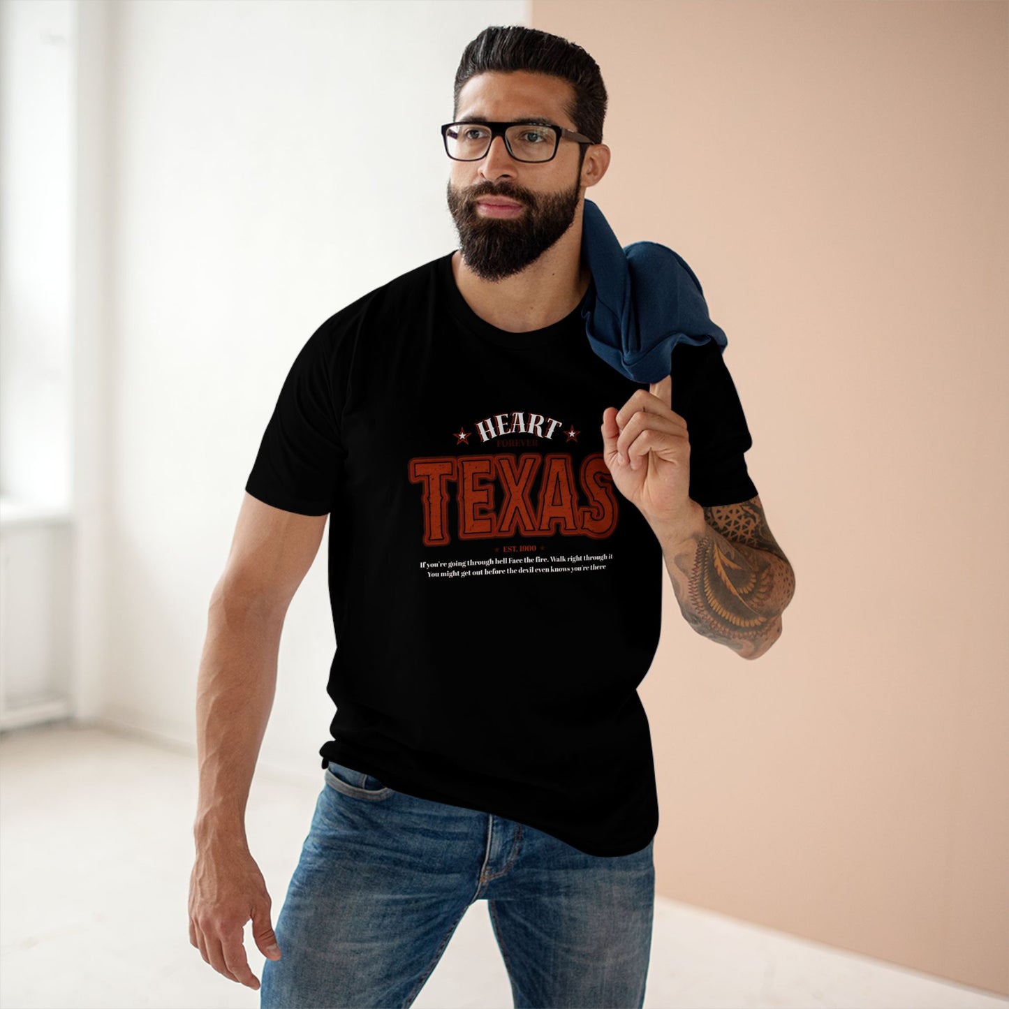 Texas Heart Staple Tee, Texas T-Shirt, Vintage Style Tee, Gift for Texans, Casual Wear, State Pride Apparel
