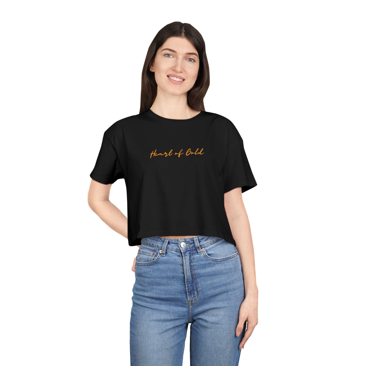Heart of Gold Crop Tee, Casual Summer Style, Gift for Her, Trendy Fashion, Graphic Tee, Statement Shirt
