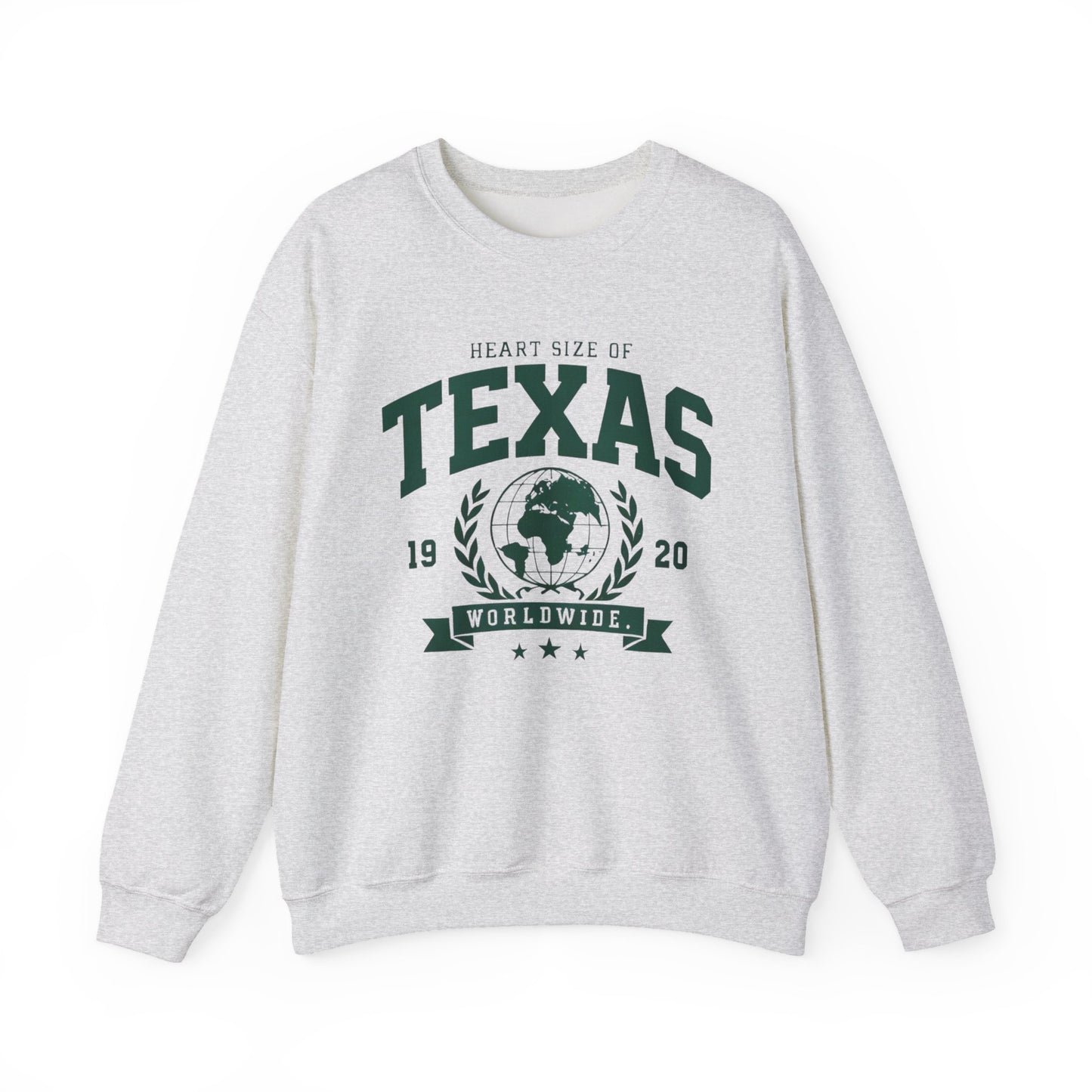 Texas Heart Size Crewneck Sweatshirt - Cozy Gift for Texans, Unisex Sweatshirt, Perfect for Casual Wear, Texas Pride Apparel