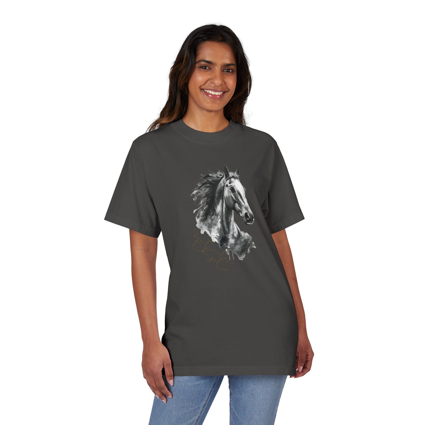 Horse-Inspired Garment-Dyed T-Shirt for Animal Lovers, Equine Art Tee, Unisex Horse Graphic Shirt, Perfect Gift for Equestrian