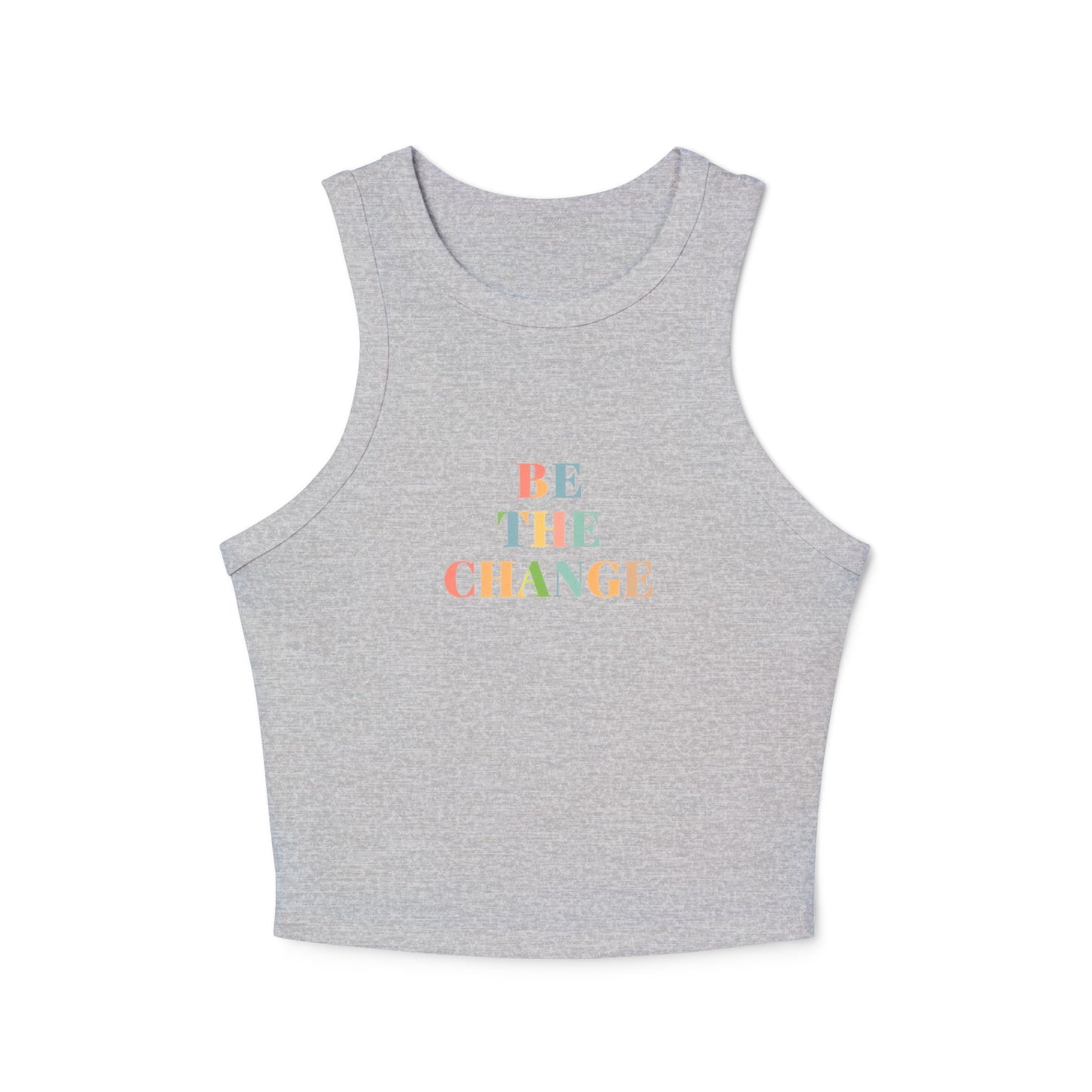 Empowering Womens Racer Tank Top Be The Change Motivational Tee, Summer Top, Workout Wear, Casual Outfit, Gift for Her