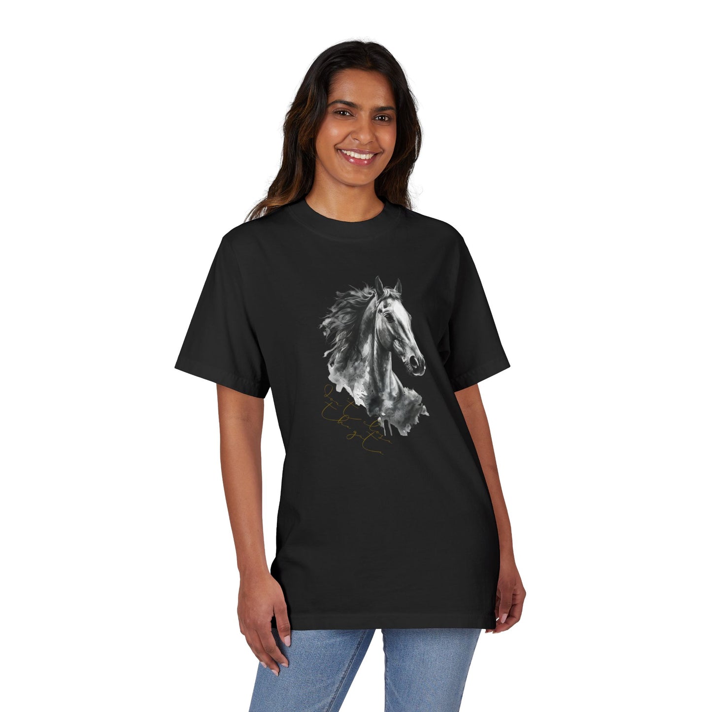 Horse-Inspired Garment-Dyed T-Shirt for Animal Lovers, Equine Art Tee, Unisex Horse Graphic Shirt, Perfect Gift for Equestrian