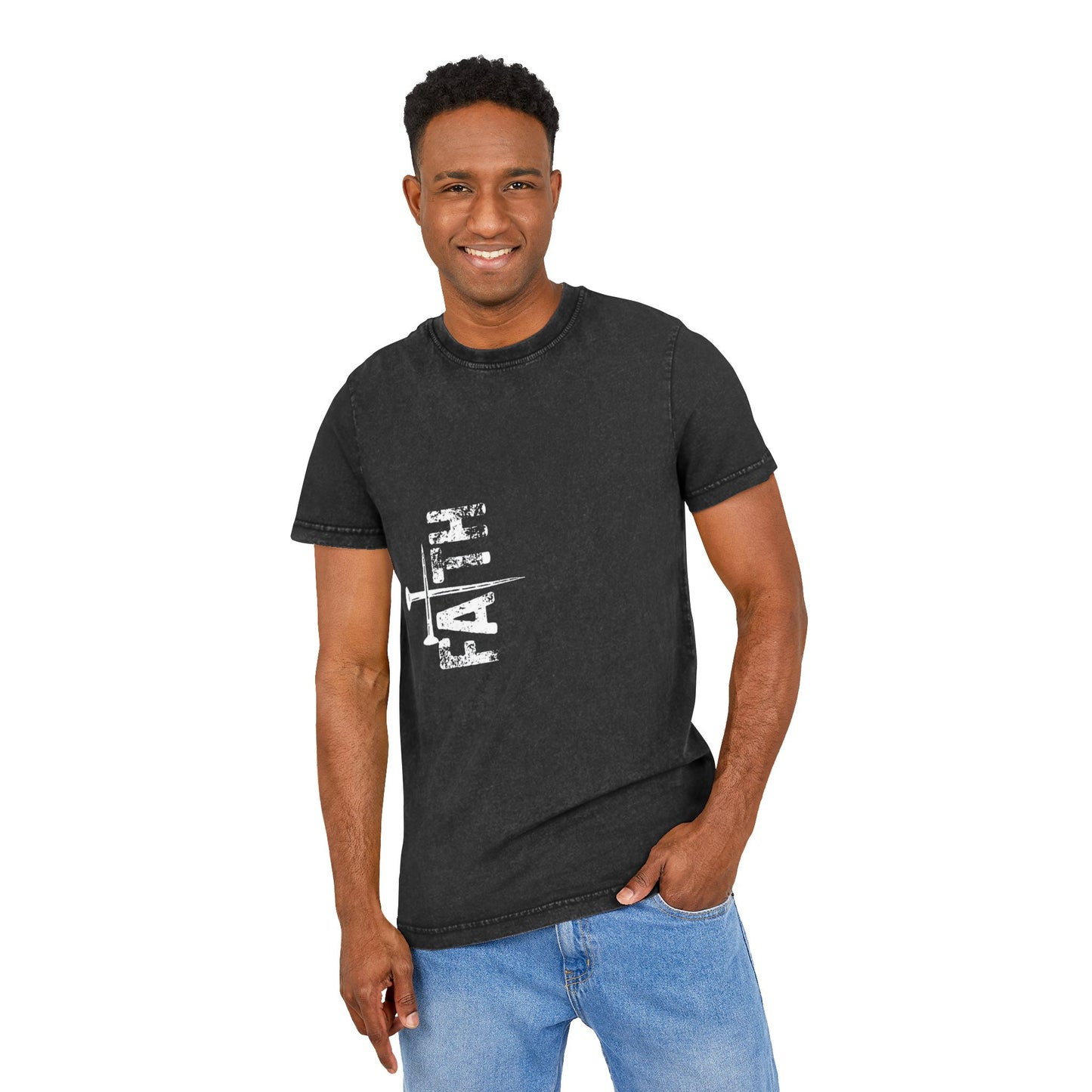 Acid Washed Faith Tee, Inspirational T-Shirt, Faith-Based Apparel, Casual Wear, Gift for Friends, Faith Theme