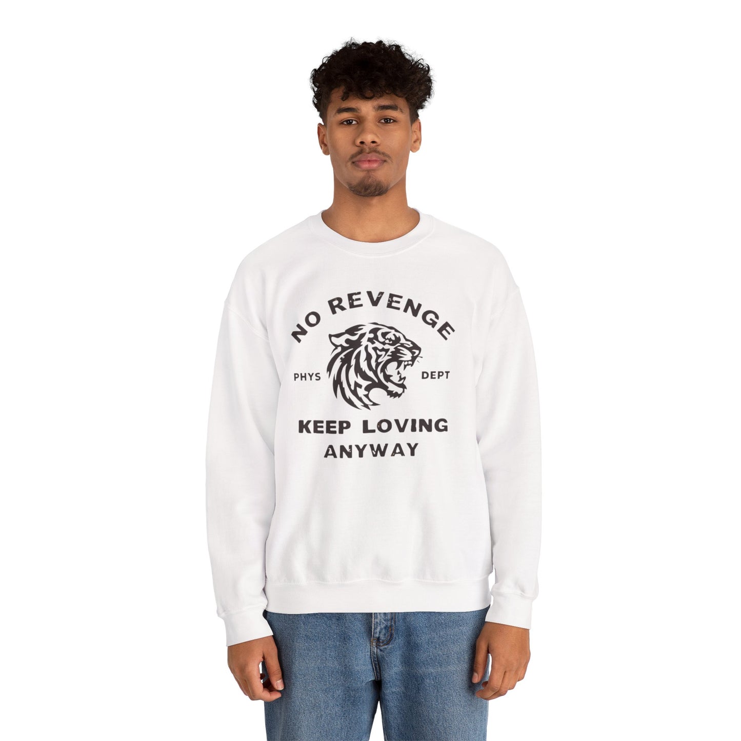 Inspirational Tiger Crewneck Sweatshirt | Keep Loving, No Revenge | Unisex Fashion | Gift for Animal Lovers | Cozy Casual Wear