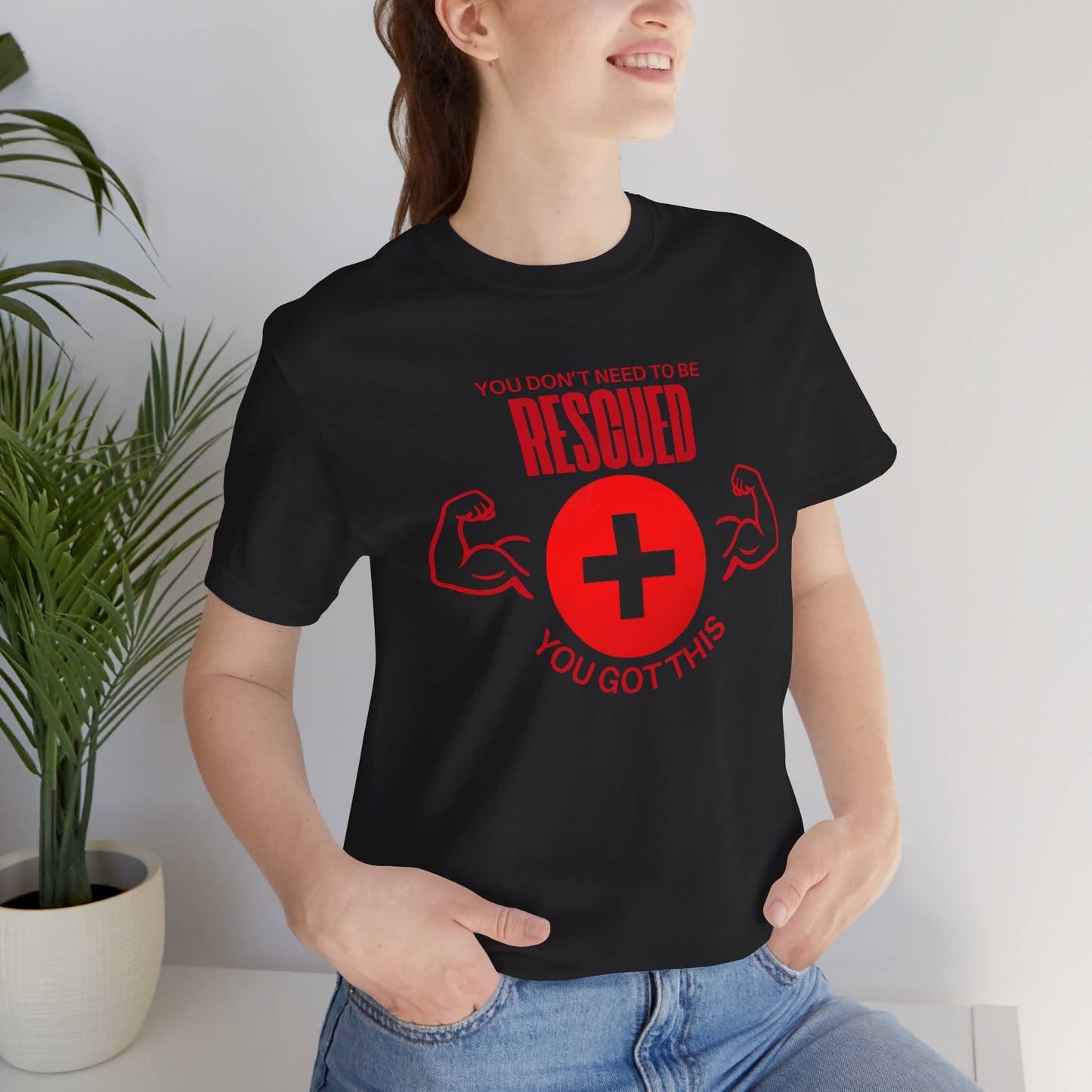Motivational Rescue Tee - Unisex Jersey Short Sleeve Tee, Gift for Fitness Lovers, Positive Affirmation T-Shirt, Inspirational Gift