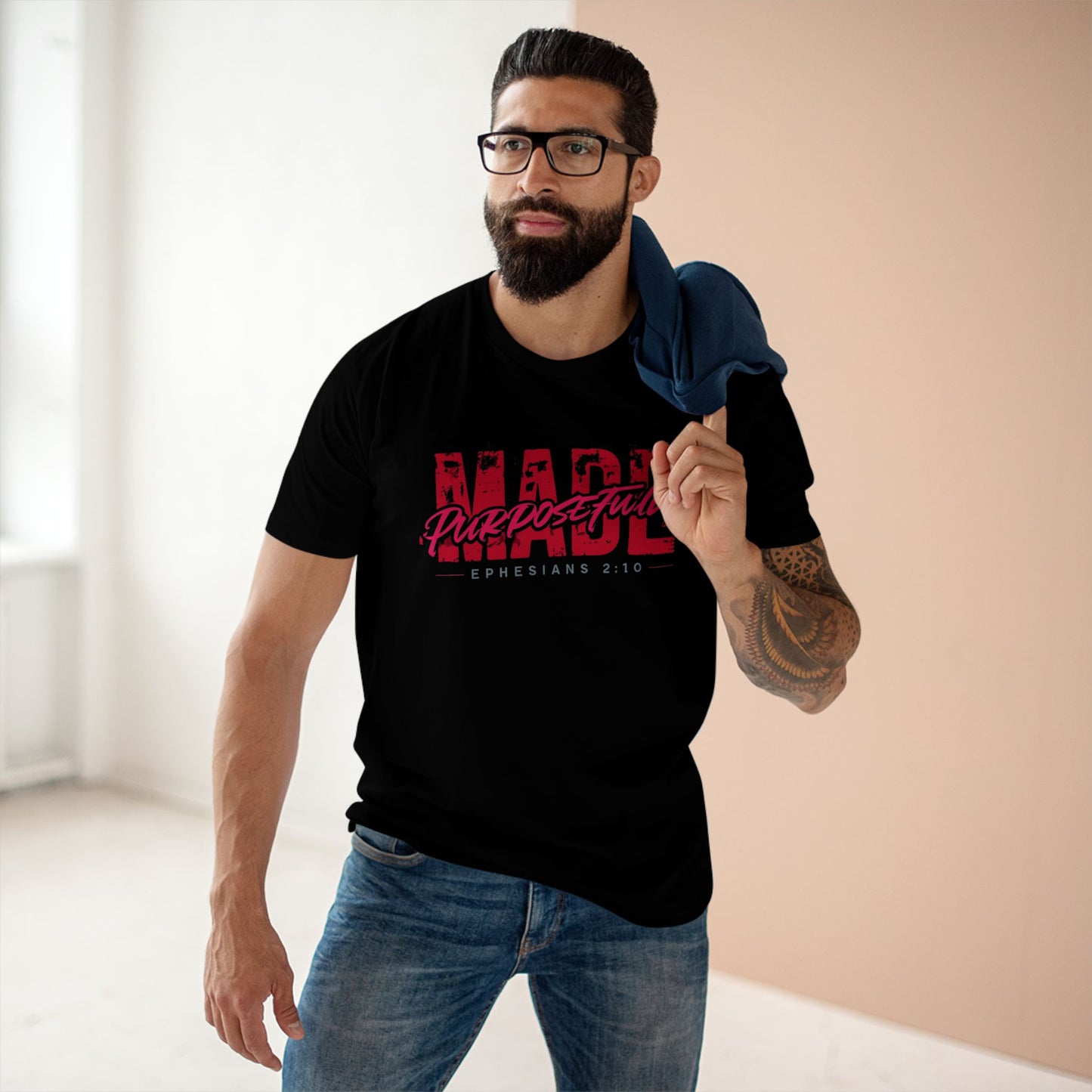 Purposeful Made Tee - Inspirational Black T-Shirt, Faith-Based Fashion, Meaningful Gift, Casual Wear, Everyday Essentials