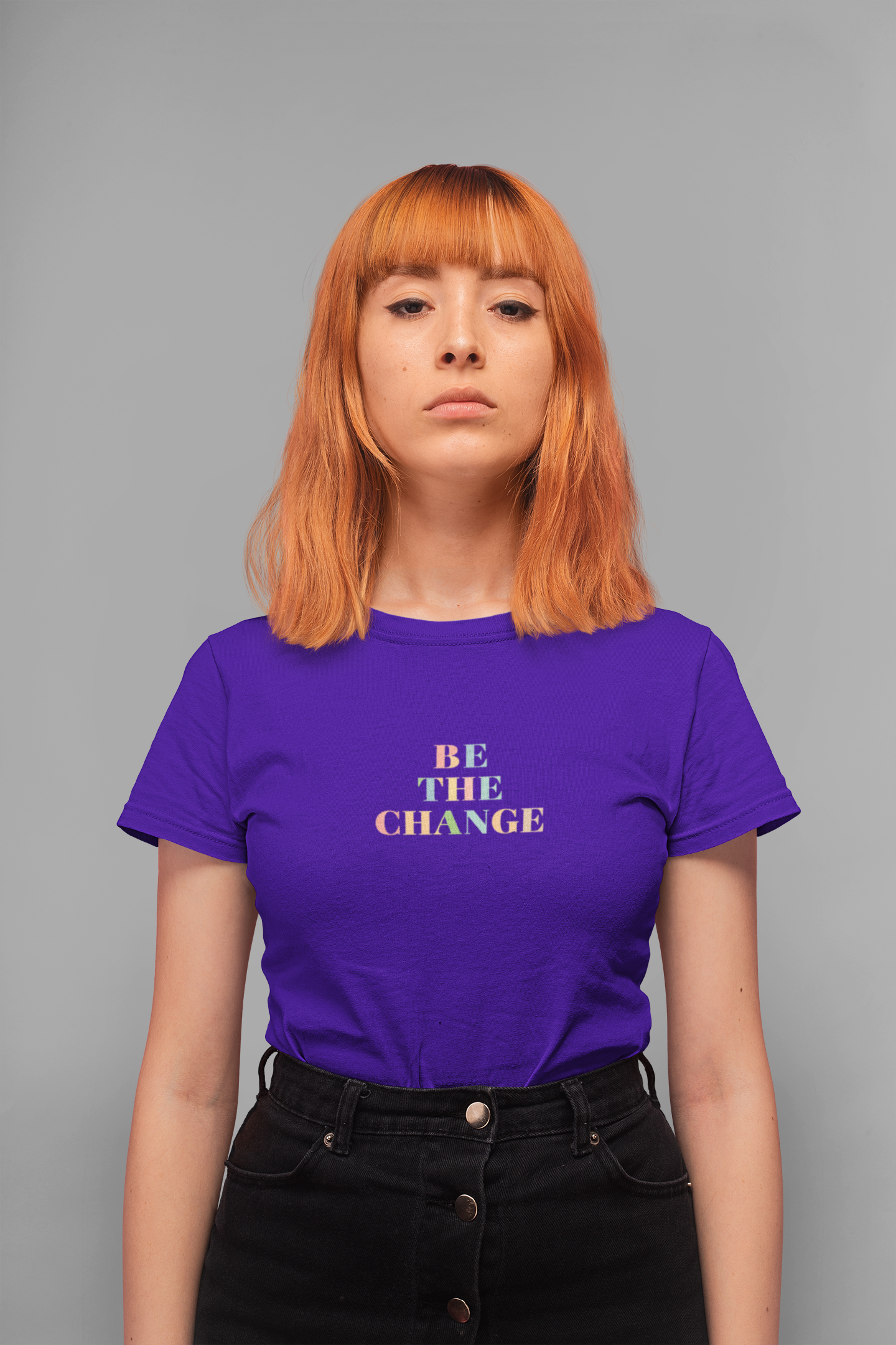 Inspirational Cotton Crew Tee - Be The Change, Unisex Graphic Tee, Casual Everyday Wear, Gift for Activists, Motivational Clothing