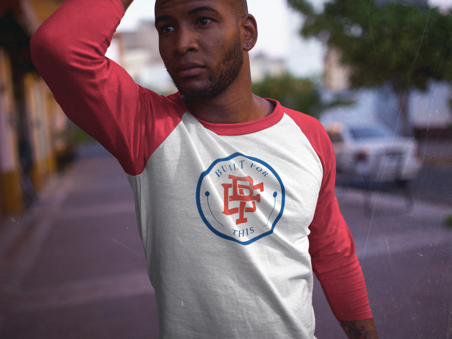 Built for This Unisex Three-Quarter Sleeve Raglan Shirt - Comfortable, Casual Wear for All Seasons, Great for Gifts, Sports, Workouts