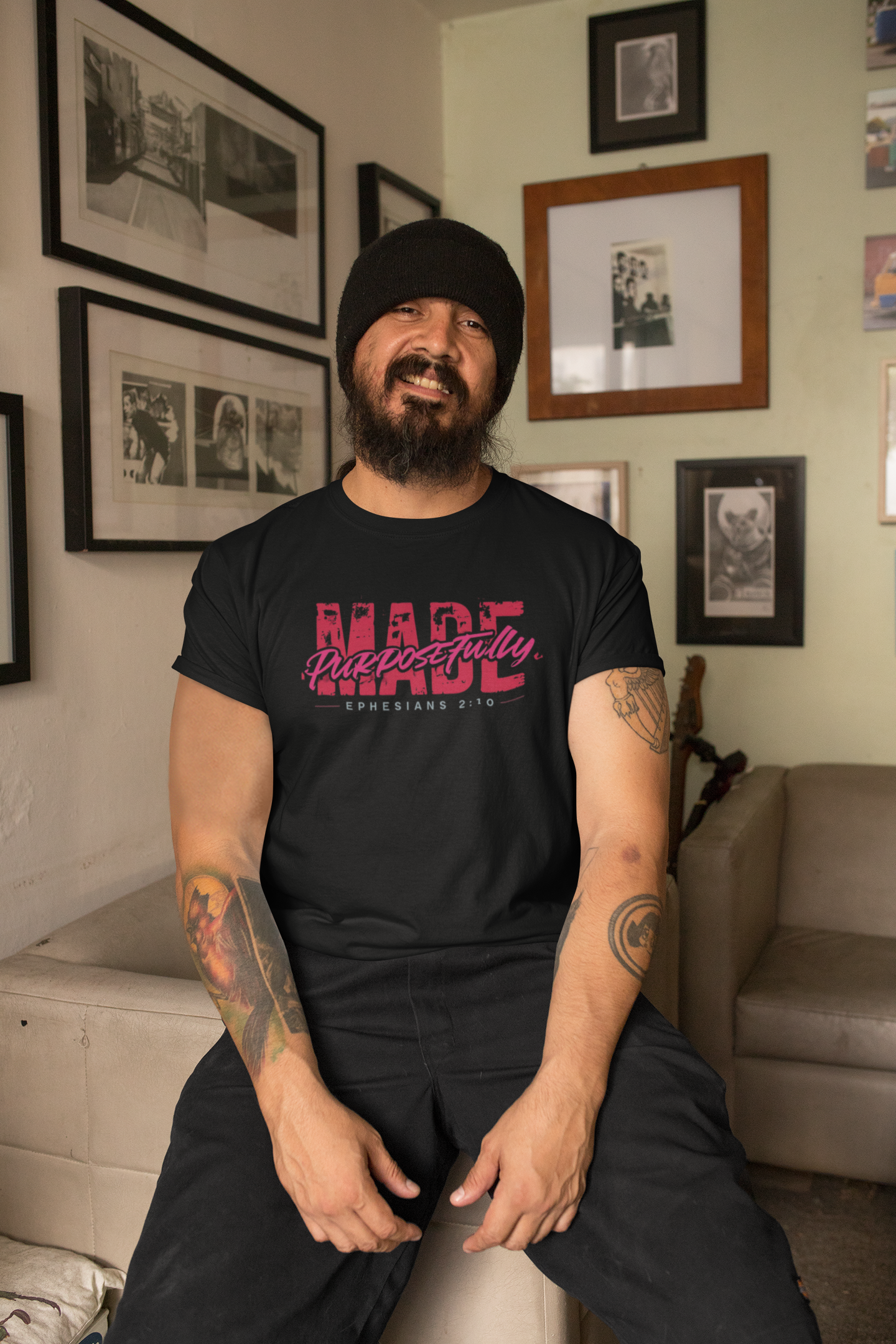 Purposeful Made Tee - Inspirational Black T-Shirt, Faith-Based Fashion, Meaningful Gift, Casual Wear, Everyday Essentials