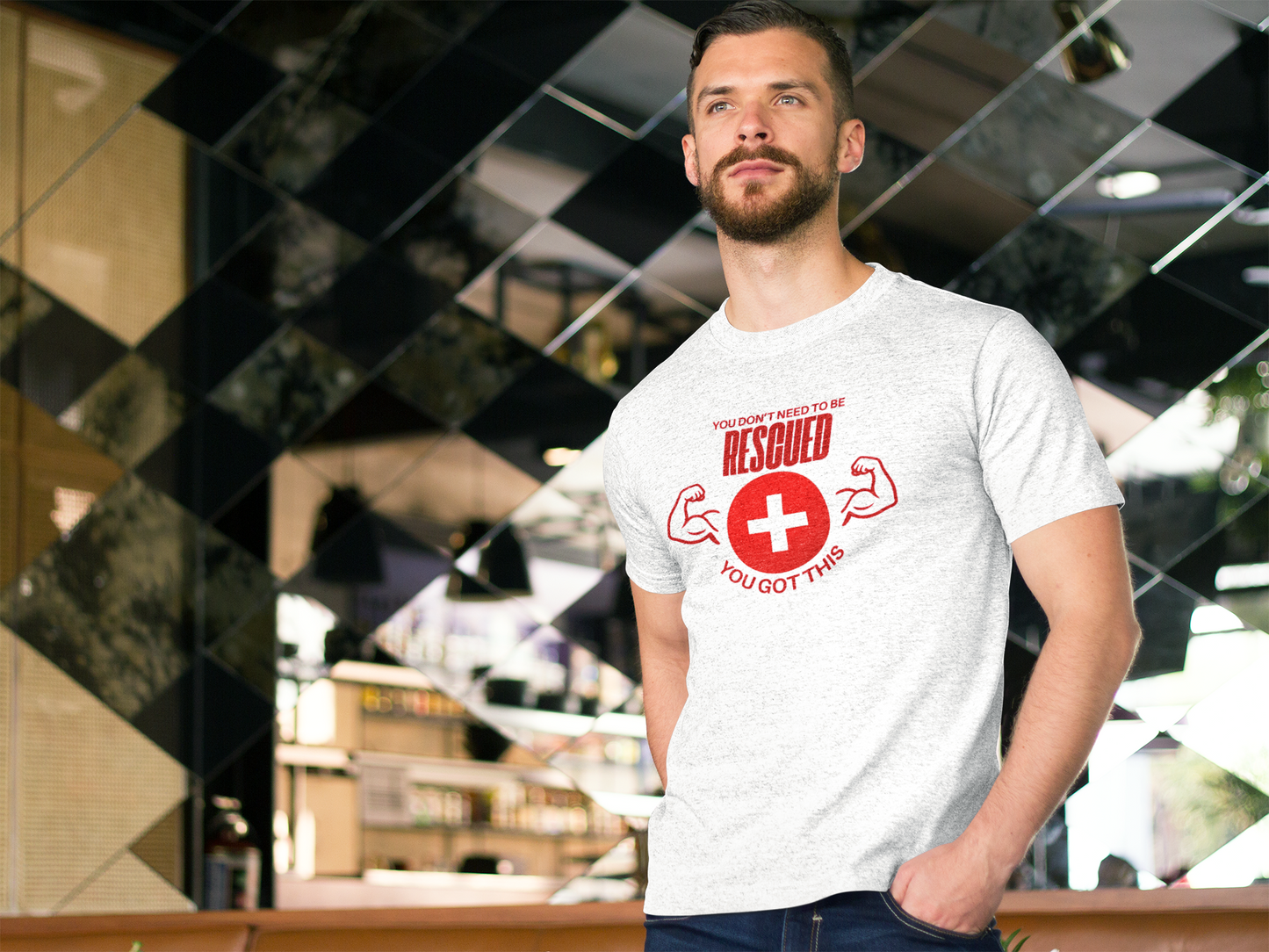 Motivational Rescue Tee - Unisex Jersey Short Sleeve Tee, Gift for Fitness Lovers, Positive Affirmation T-Shirt, Inspirational Gift