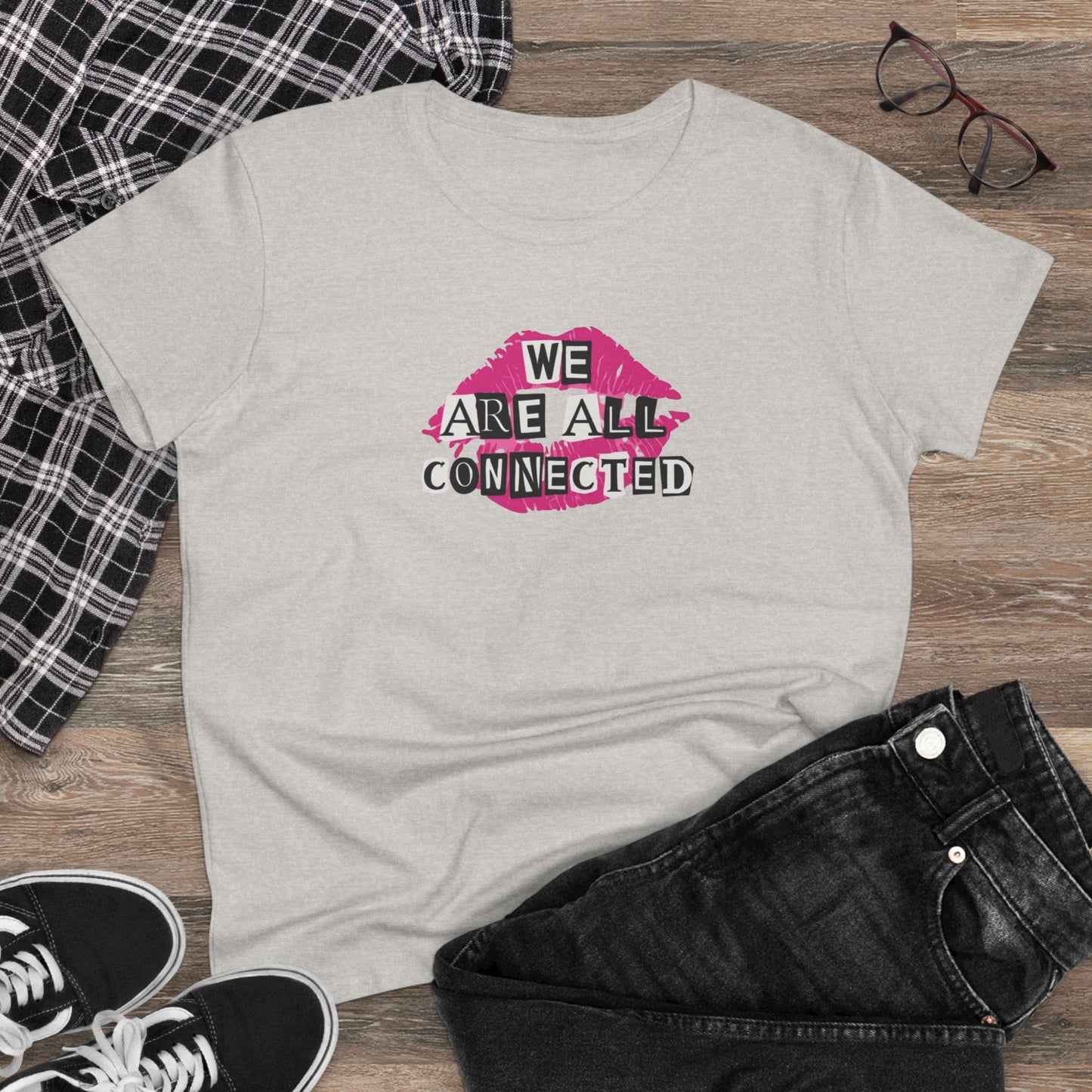 Women's Kindness Graphic Tee, Connection and Kindness Shirt for Everyday Wear, Gift for Friends, Inspirational Apparel