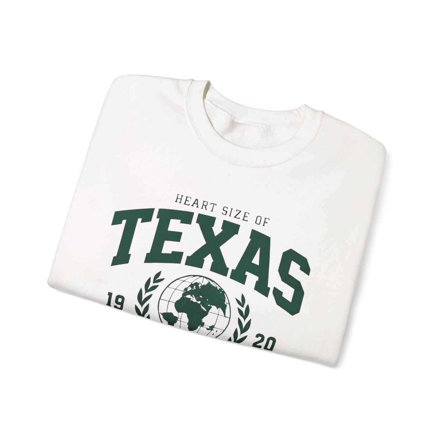 Texas Heart Size Crewneck Sweatshirt - Cozy Gift for Texans, Unisex Sweatshirt, Perfect for Casual Wear, Texas Pride Apparel