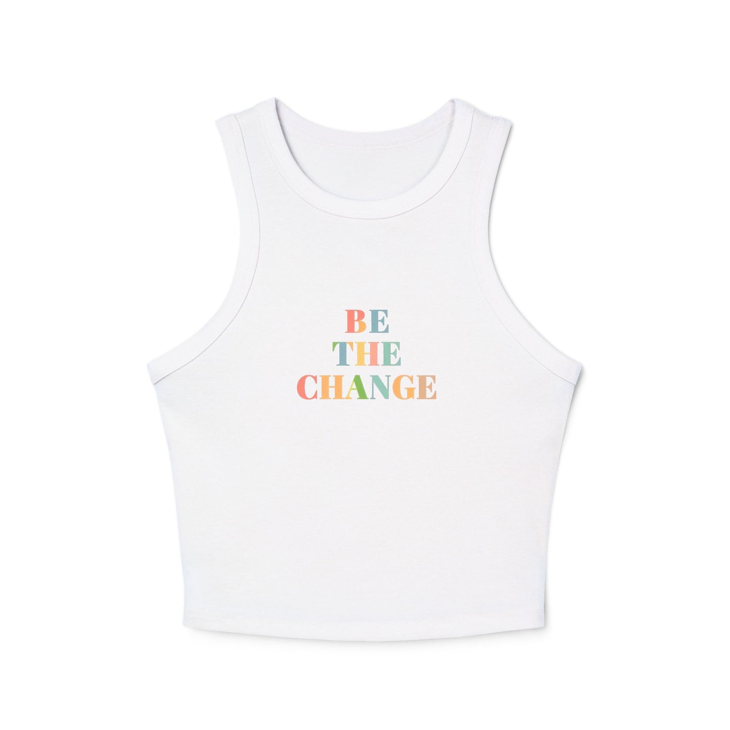 Empowering Womens Racer Tank Top Be The Change Motivational Tee, Summer Top, Workout Wear, Casual Outfit, Gift for Her