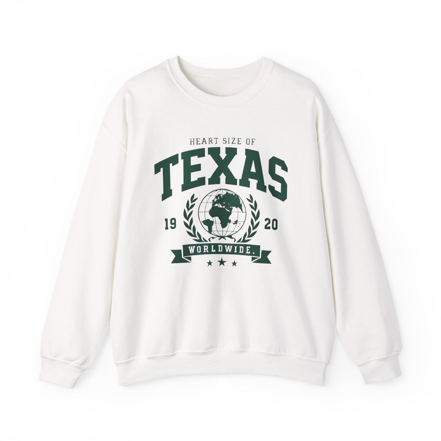 Texas Heart Size Crewneck Sweatshirt - Cozy Gift for Texans, Unisex Sweatshirt, Perfect for Casual Wear, Texas Pride Apparel