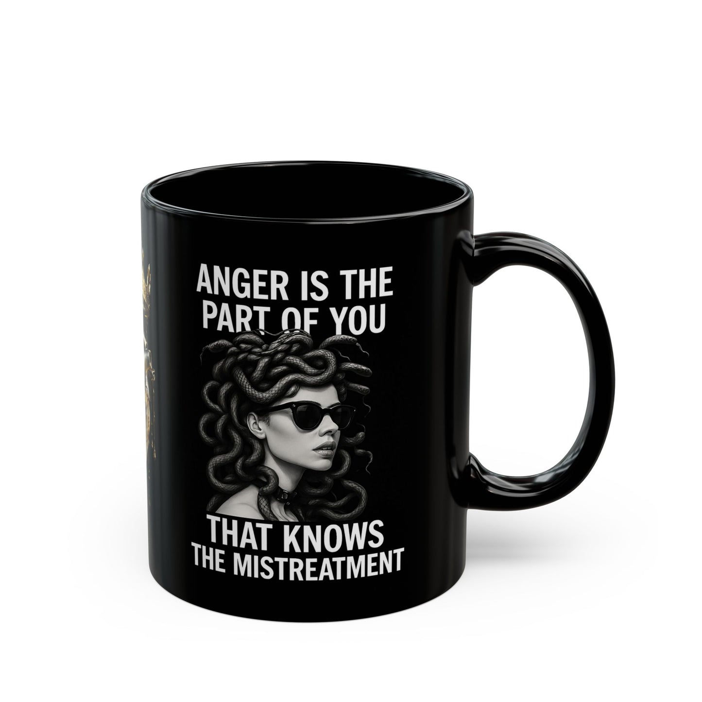 Empowering Black Mug - Medusa Design for Sip & Inspire, Gift for Strong Women, Anger Awareness, Motivational Coffee Cup