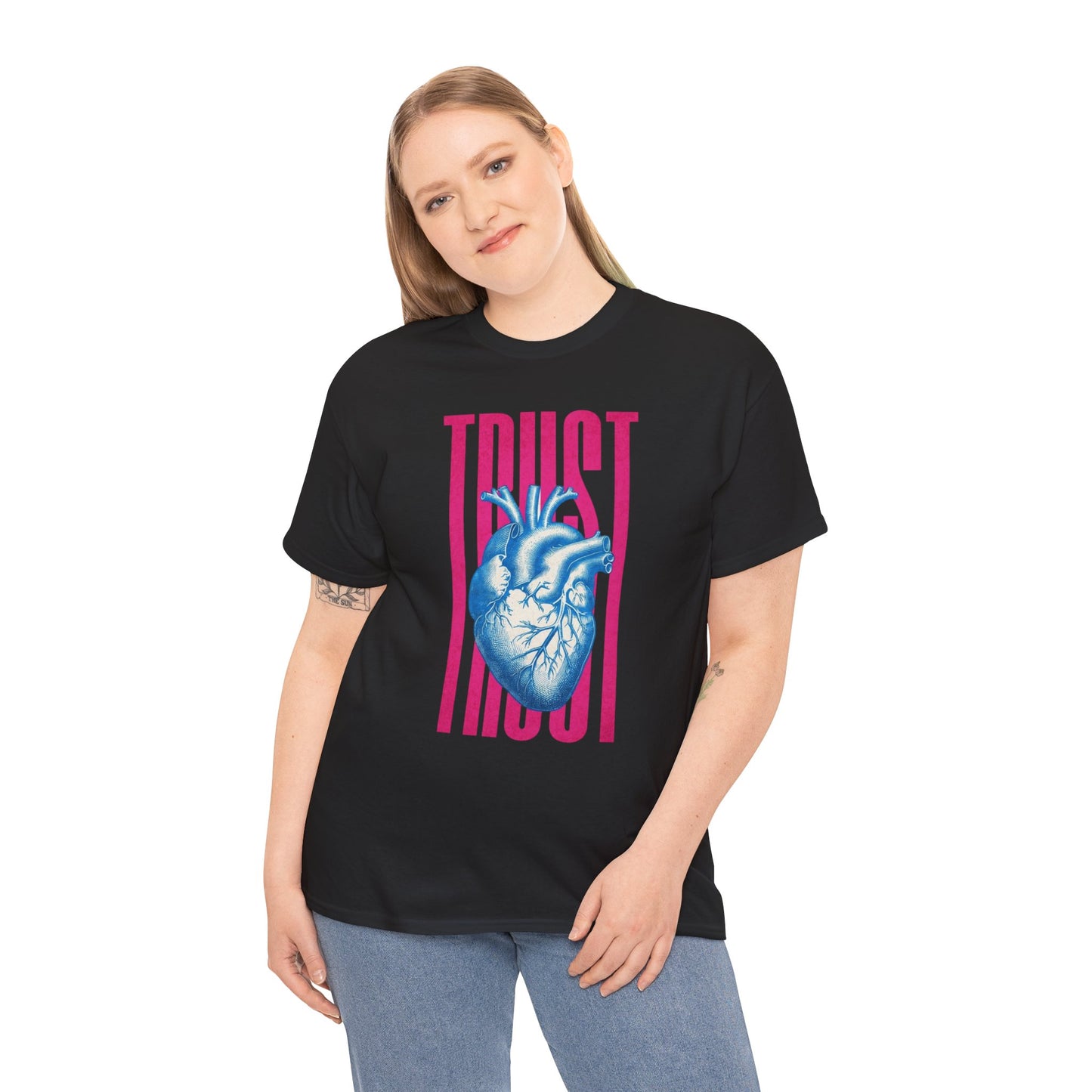 Trust Heart Unisex Heavy Cotton Tee | Casual Streetwear, Gift for Friends, Inspirational Apparel, Motivational Fashion, Heart Graphic Tee