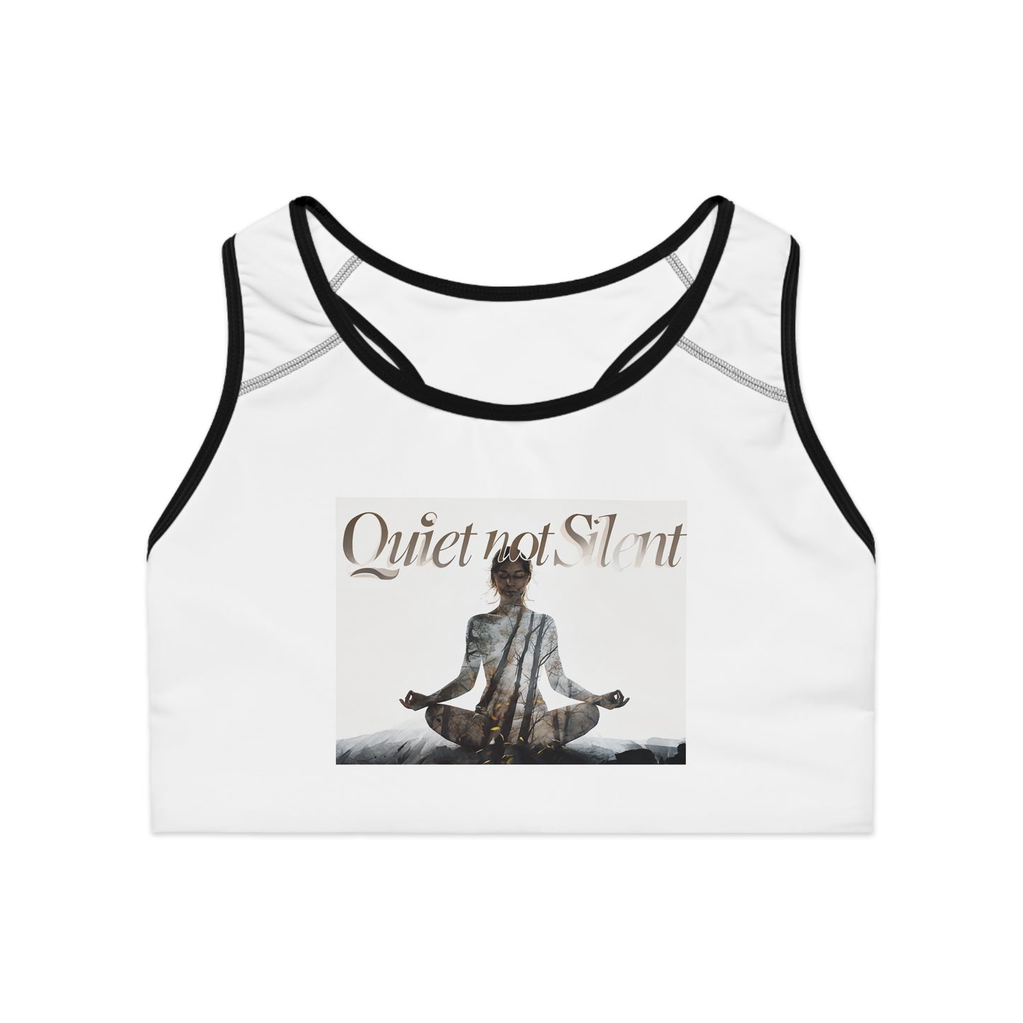 Mindfulness Sports Bra - Quiet not Silent, Yoga Wear, Workout Top, Gym Apparel, Wellness Gear