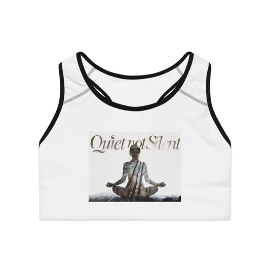 Mindfulness Sports Bra - Quiet not Silent, Yoga Wear, Workout Top, Gym Apparel, Wellness Gear