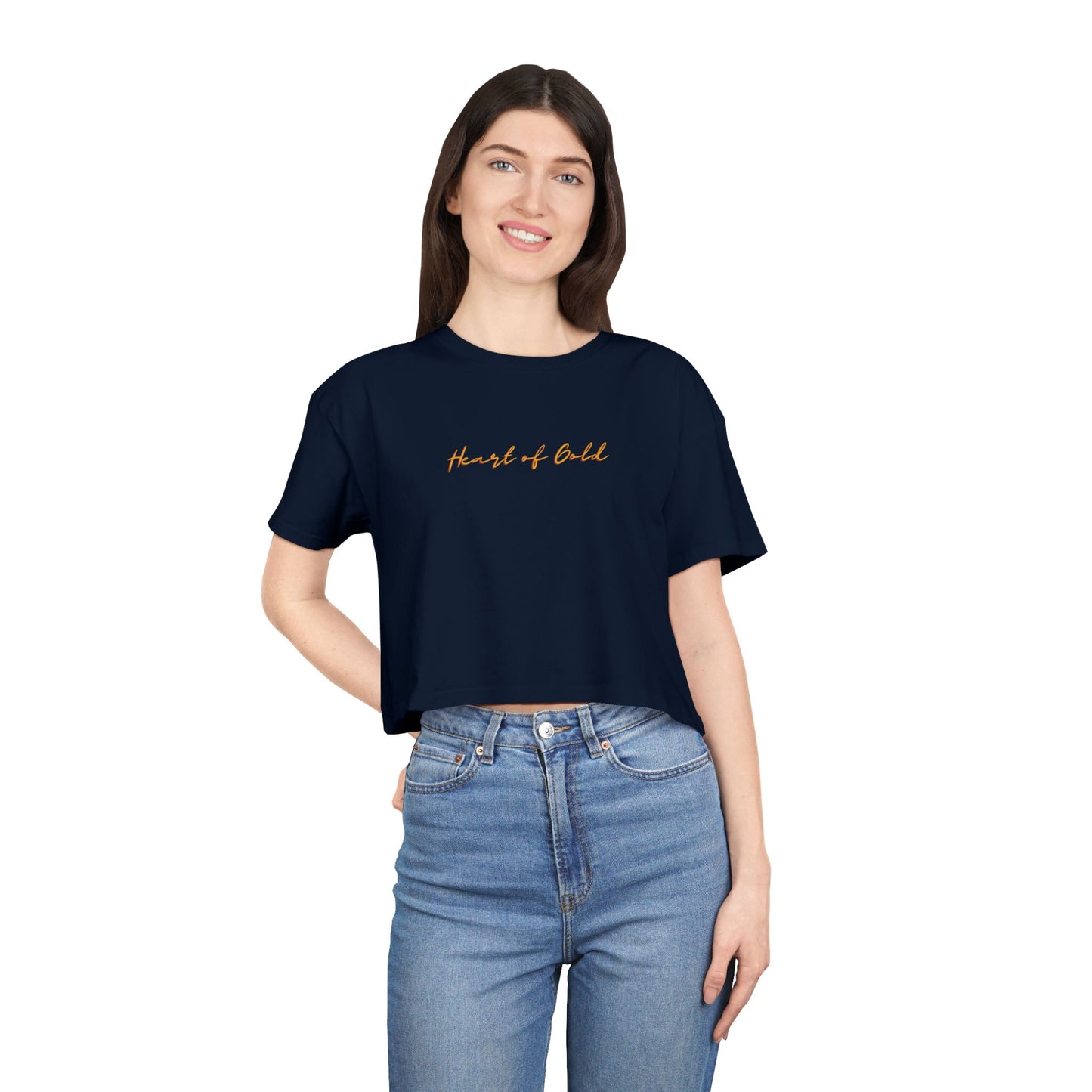 Heart of Gold Crop Tee, Casual Summer Style, Gift for Her, Trendy Fashion, Graphic Tee, Statement Shirt