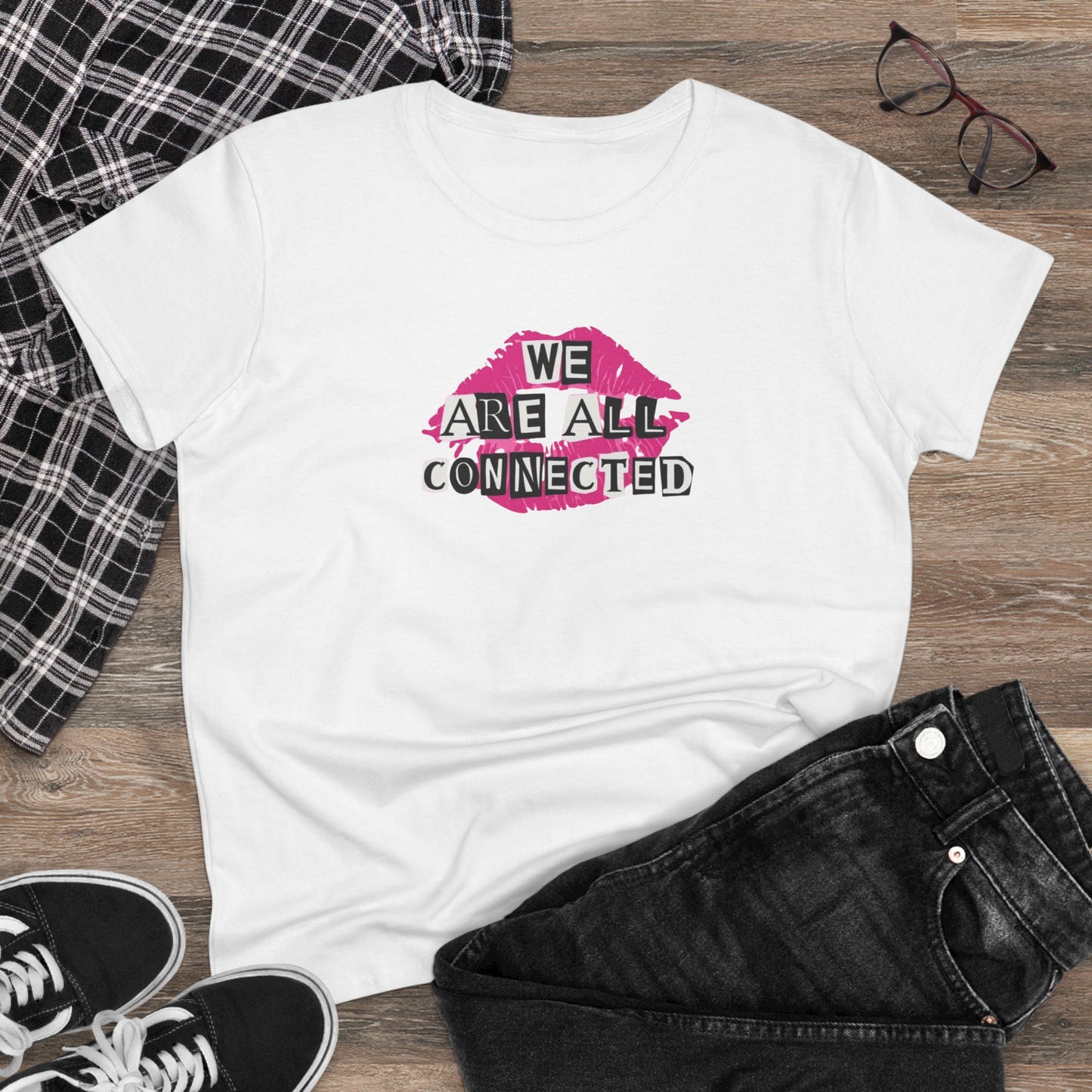 Women's Kindness Graphic Tee, Connection and Kindness Shirt for Everyday Wear, Gift for Friends, Inspirational Apparel