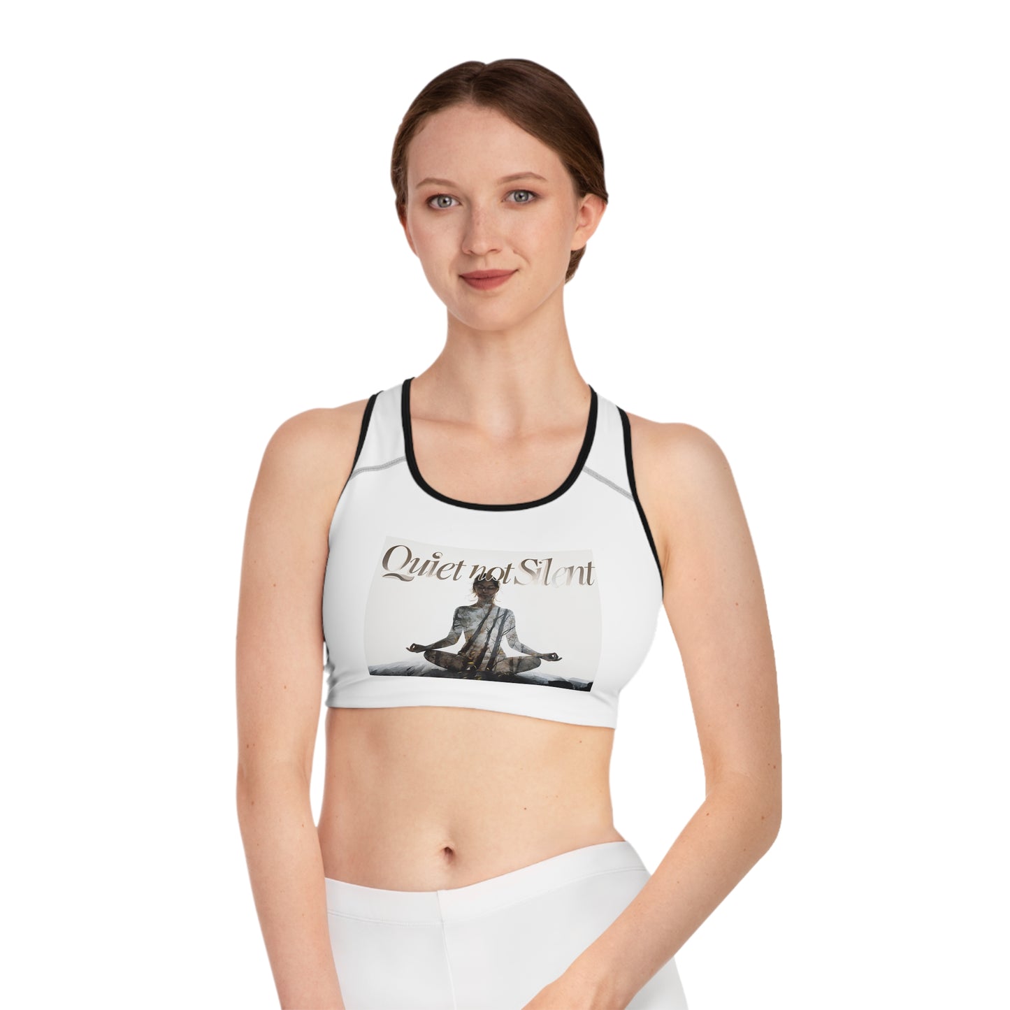 Mindfulness Sports Bra - Quiet not Silent, Yoga Wear, Workout Top, Gym Apparel, Wellness Gear