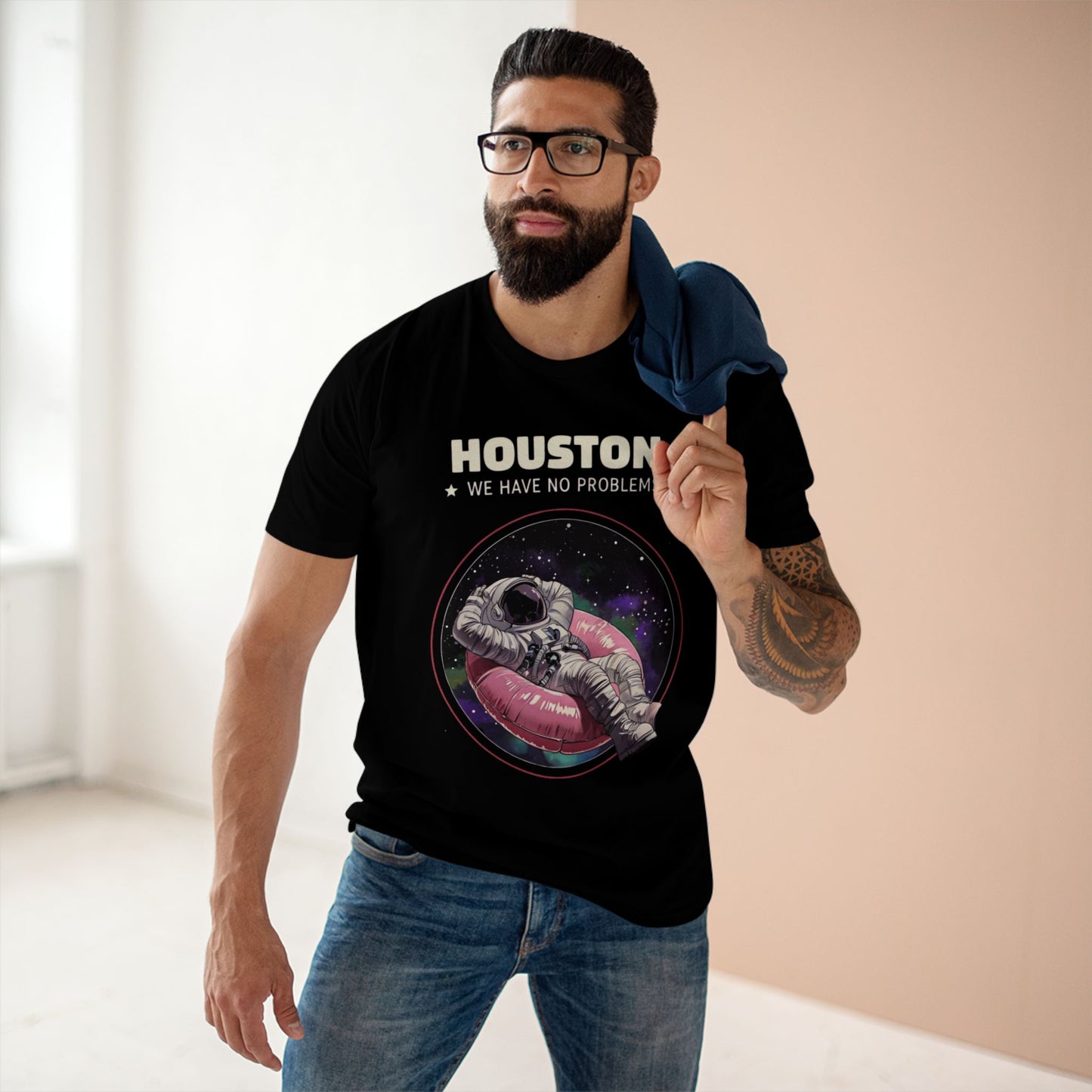Houston We Have No Problems Tee, Funny Astronaut Shirt, Space Lover Gift, Graphic T-Shirt for Men and Women, Unique Space Themed Apparel