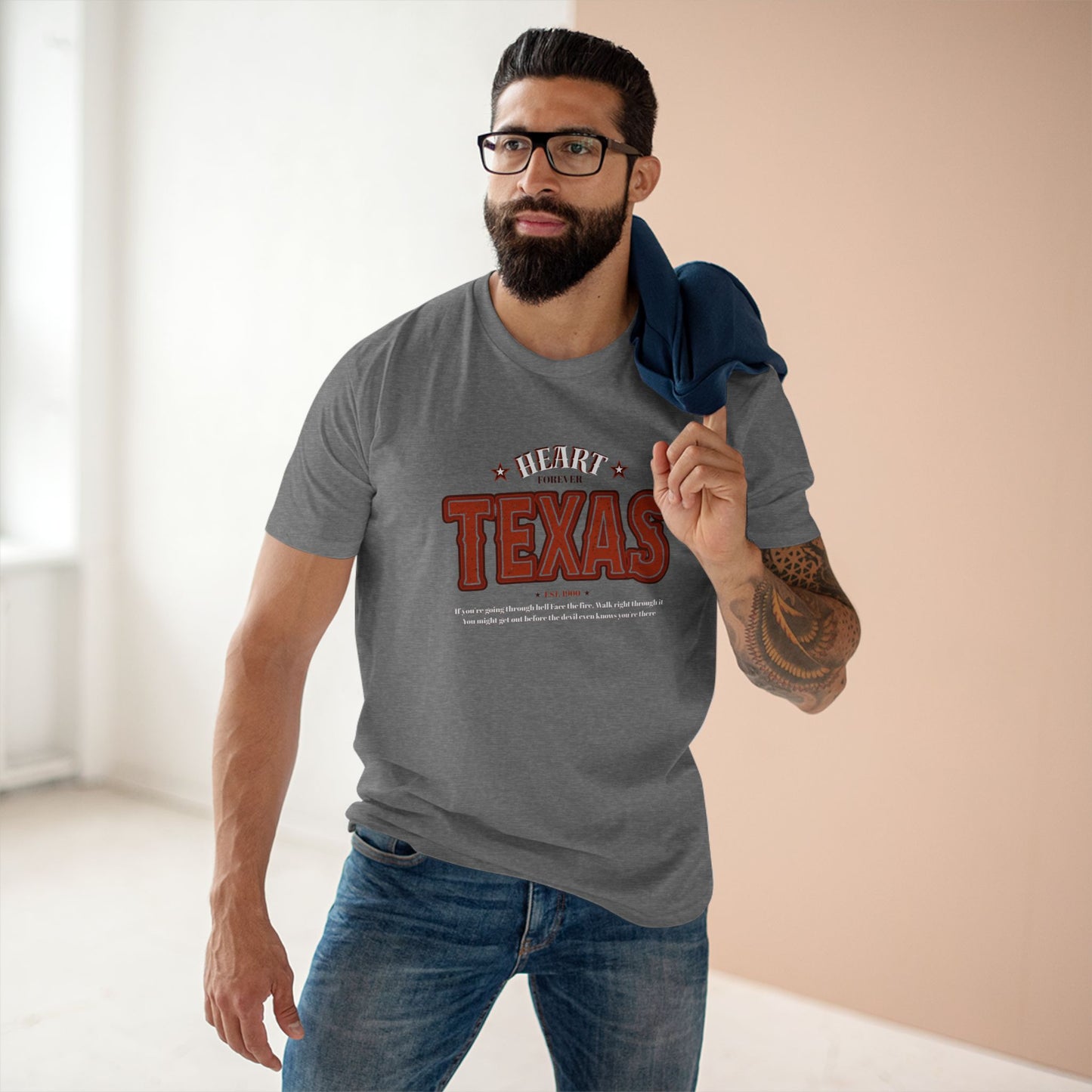 Texas Heart Staple Tee, Texas T-Shirt, Vintage Style Tee, Gift for Texans, Casual Wear, State Pride Apparel