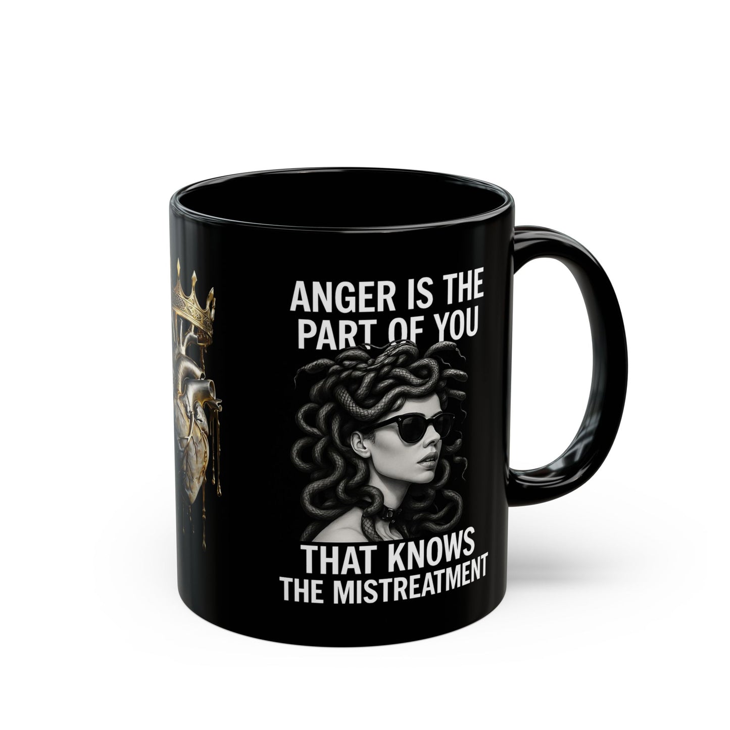 Empowering Black Mug - Medusa Design for Sip & Inspire, Gift for Strong Women, Anger Awareness, Motivational Coffee Cup