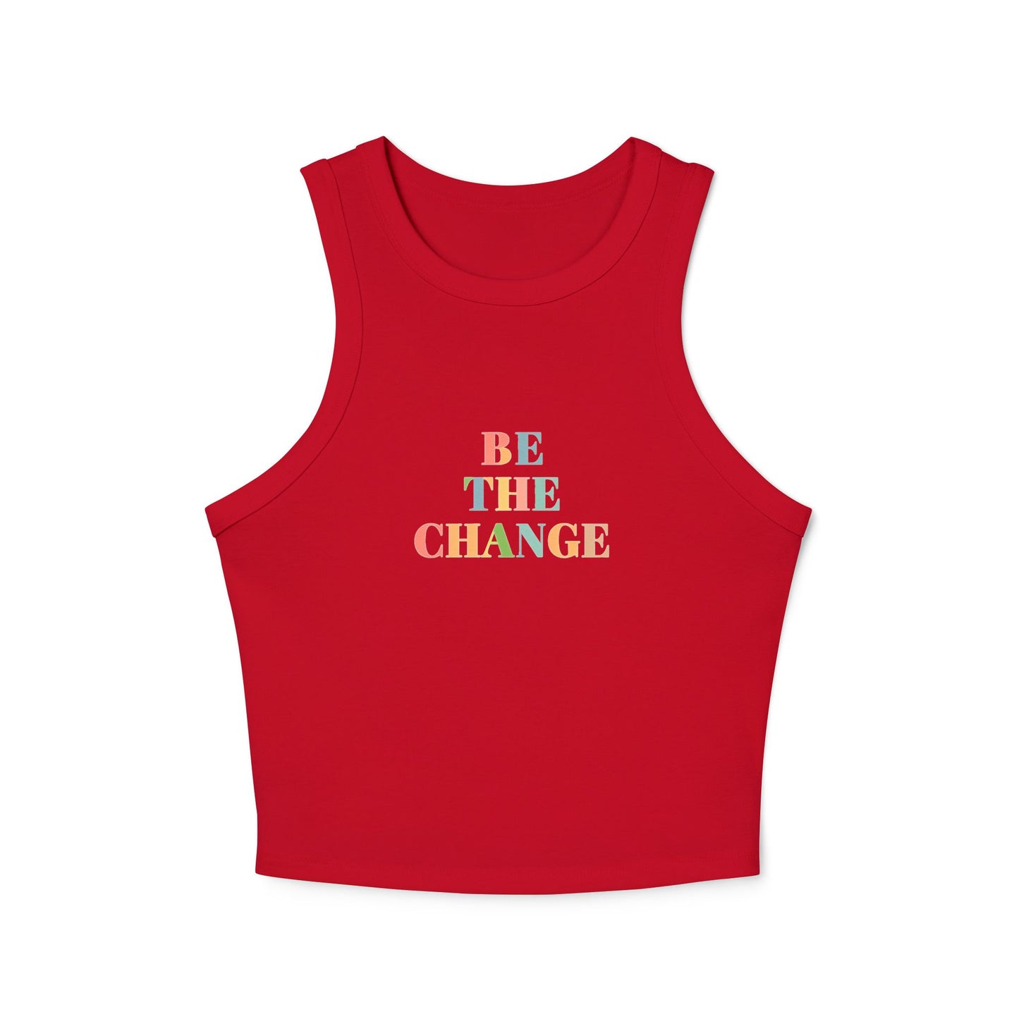 Empowering Womens Racer Tank Top Be The Change Motivational Tee, Summer Top, Workout Wear, Casual Outfit, Gift for Her