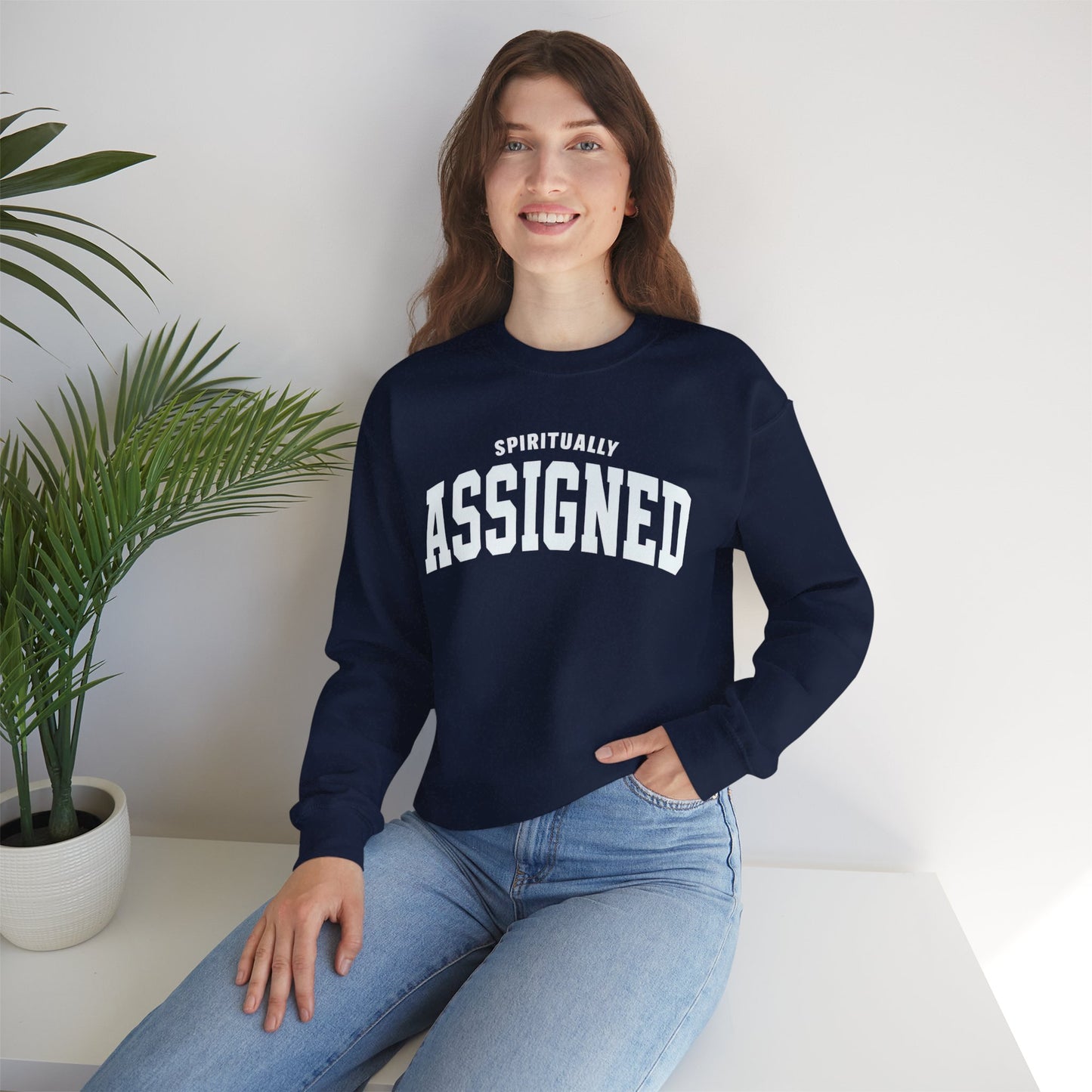 Spiritually Assigned Sweatshirt, Cozy Crewneck, Unisex Gift, Fall Fashion, Inspirational Wear, Perfect for Relaxing, Casual Style