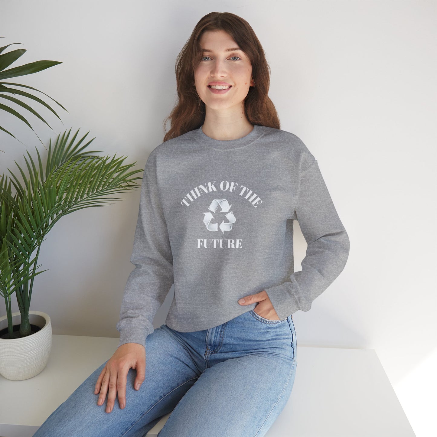 Eco-Friendly Future Crewneck Sweatshirt, Sustainable Casual Wear, Unisex Eco Sweatshirt, Perfect for Earth Day, Gift for Nature Lovers