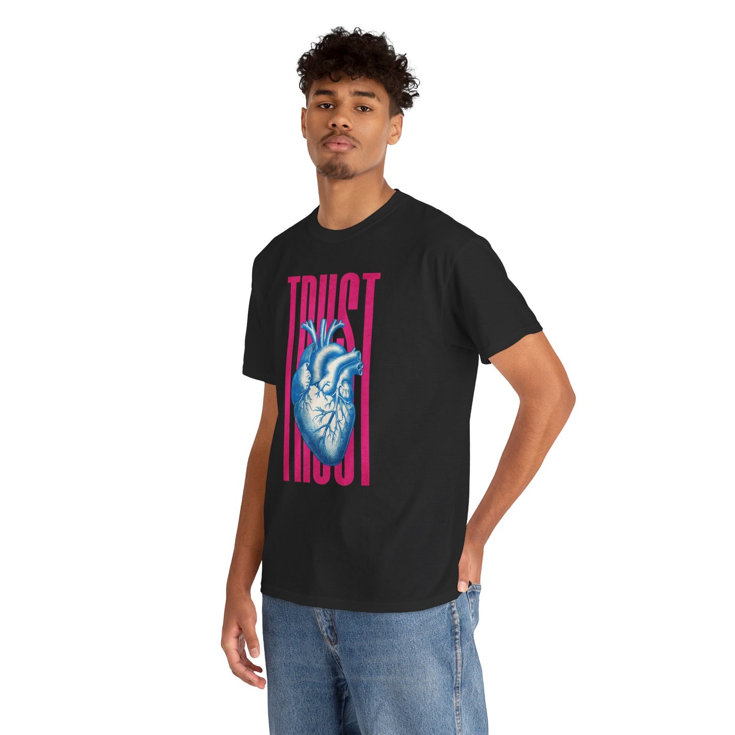 Trust Heart Unisex Heavy Cotton Tee | Casual Streetwear, Gift for Friends, Inspirational Apparel, Motivational Fashion, Heart Graphic Tee