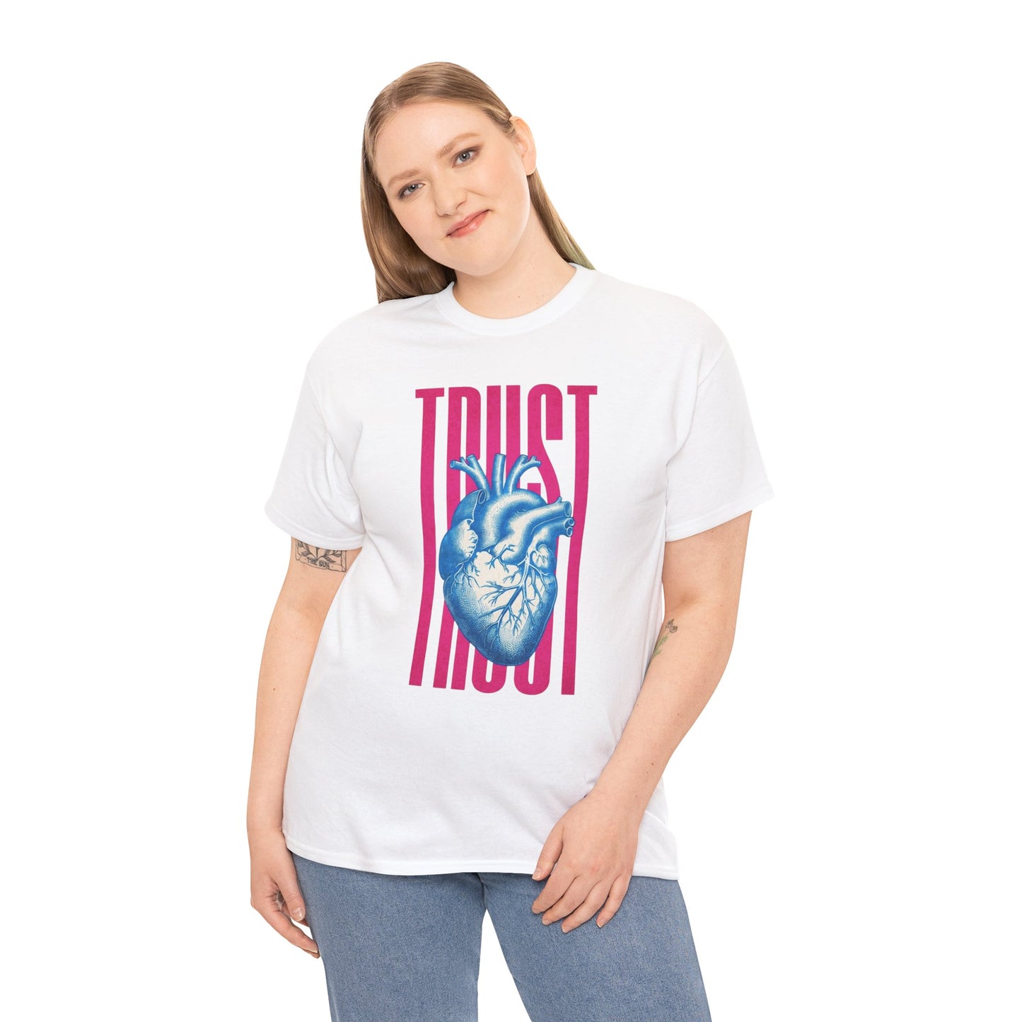 Trust Heart Unisex Heavy Cotton Tee | Casual Streetwear, Gift for Friends, Inspirational Apparel, Motivational Fashion, Heart Graphic Tee