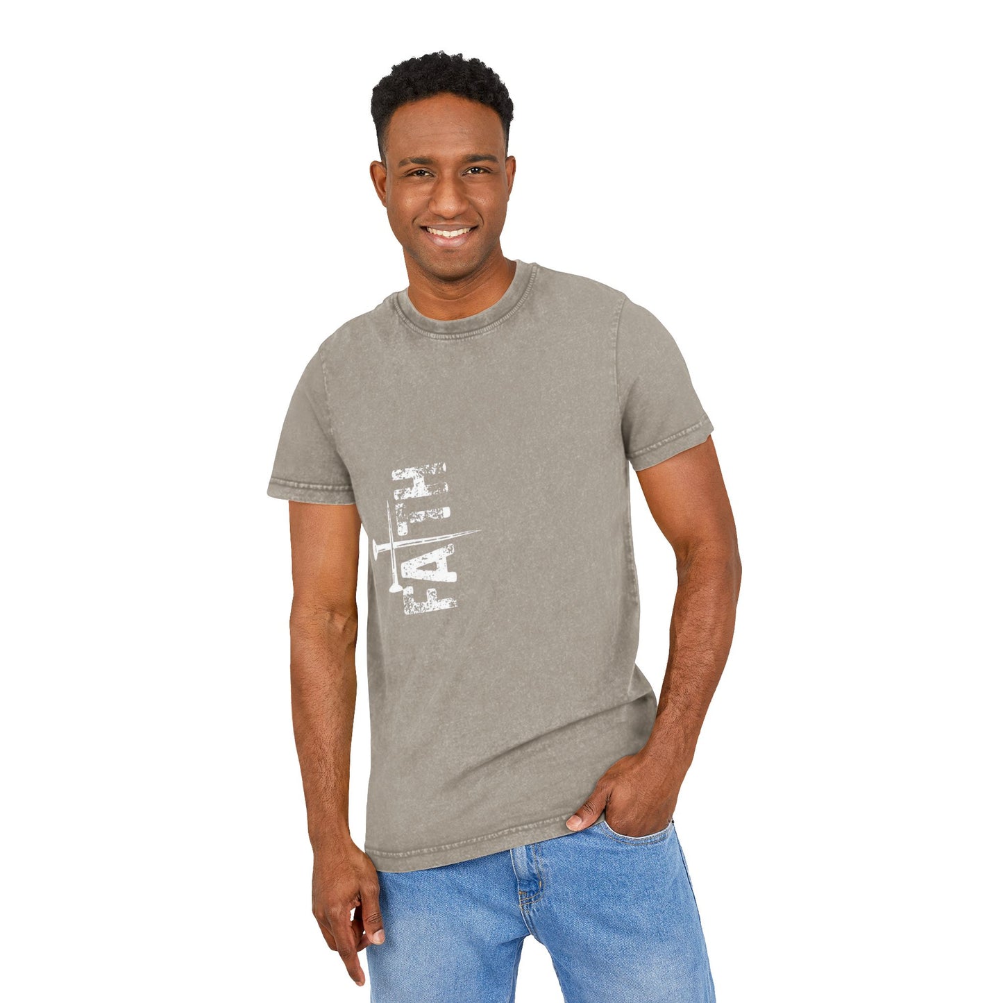 Acid Washed Faith Tee, Inspirational T-Shirt, Faith-Based Apparel, Casual Wear, Gift for Friends, Faith Theme
