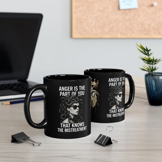Empowering Black Mug - Medusa Design for Sip & Inspire, Gift for Strong Women, Anger Awareness, Motivational Coffee Cup